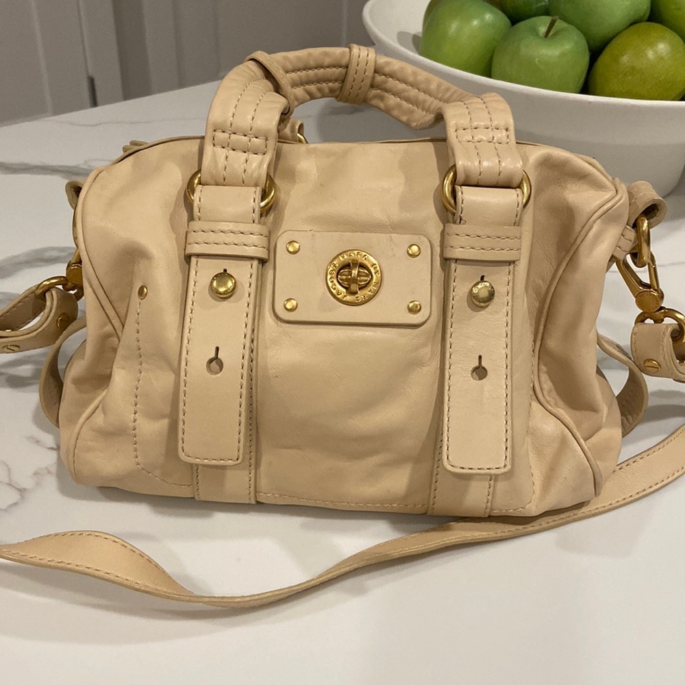 Marc Jacobs cream colored leather medium tote bag